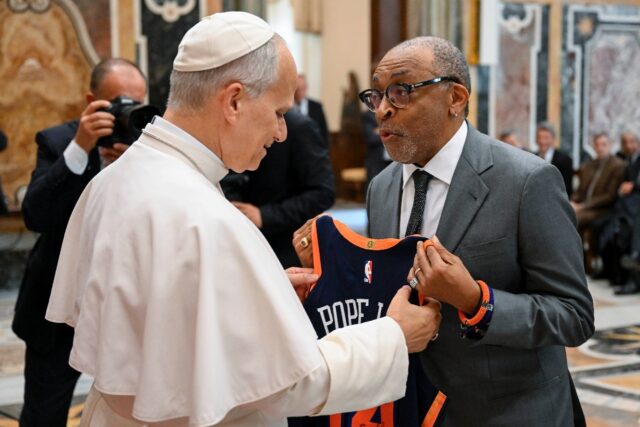 American director Spike Lee, a rabid Knicks fan, brought the team's jersey as a gift