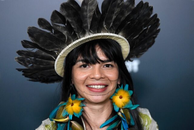 Brazilian Indigenous leader and climate activist Txai Surui arrives at the Earthshot Prize