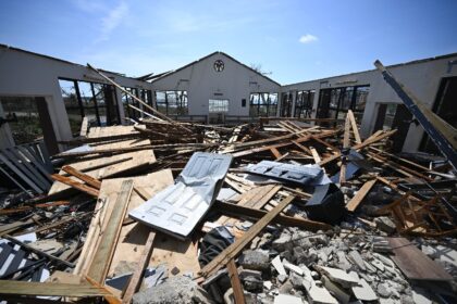 A church lies in ruins in Whitehouse, a town in western Jamaica that was ravaged by Hurric
