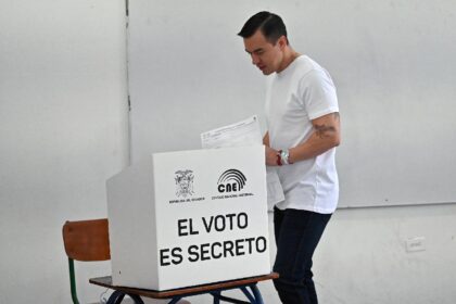 Ecuador's President Daniel Noboa -- seen casting his own ballot -- is seeking to bols