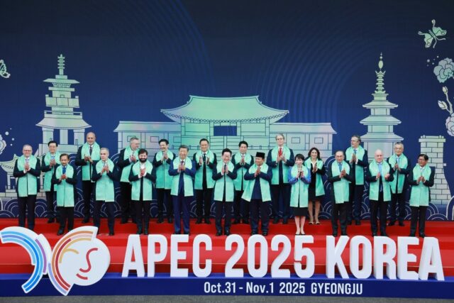 This handout photo from APEC 2025 KOREA via Yonhap taken and released on November 1, 2025