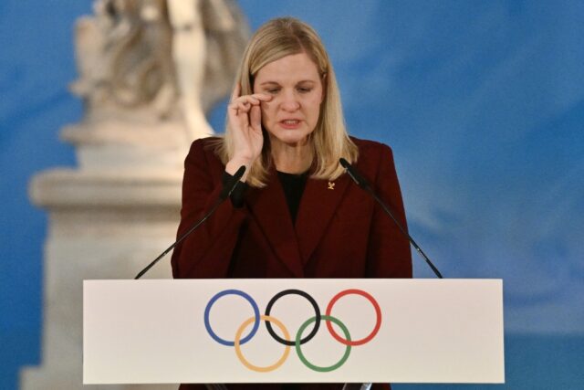 IOC President Kirsty Coventry veered from her prepared speech to stress her emotional conn