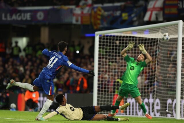 A moment of magic by Chelsea's Estevao (L) put the game beyond Barcelona