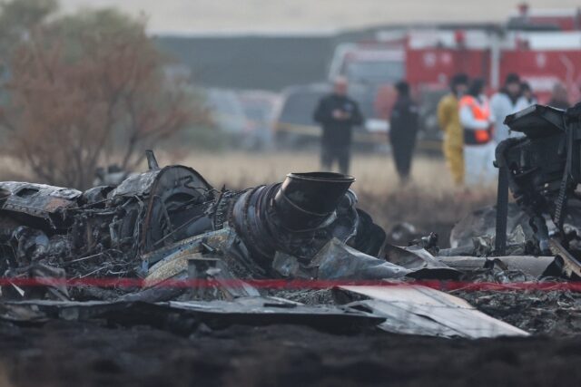 The plane took off from Ganja airport in western Azerbaijan, crashing shortly after crossi