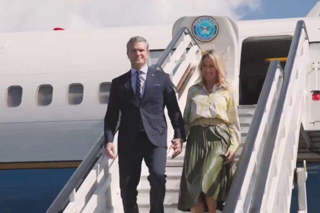 A screengrab of footage released by the US Department of Defense shows Pentagon chief Pete