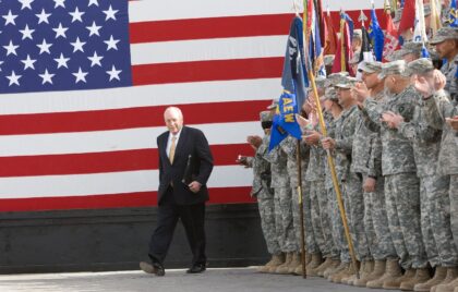 US Vice President Dick Cheney takes to the stage on March 18, 2008 to deliver remarks to U
