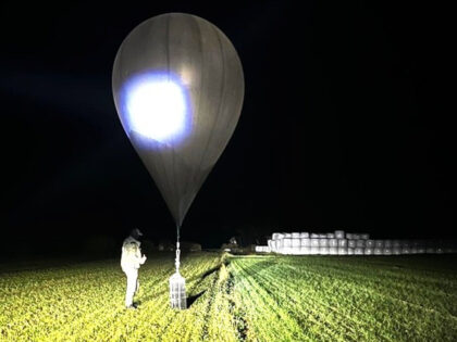 FILE - In this undated photo released by the State Border Guard Service, an officer inspec