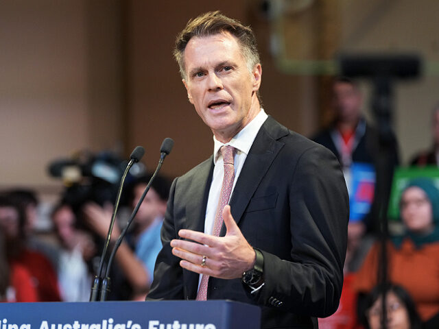 SYDNEY, AUSTRALIA - APRIL 27: NSW Premier Chris Minns speaks during a Labor Party rally at