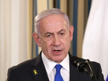 Israeli Prime Minister Benjamin Netanyahu delivers remarks during a joint news conference