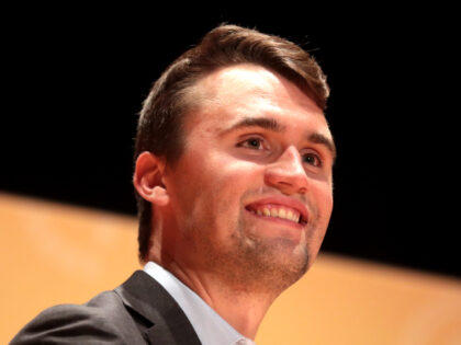 Charlie Kirk speaking with attendees at the Culture War tour at the Ohio Union at Ohio Sta