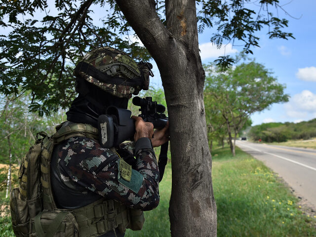 A Colombian soldier is seen during an operation to deactivate gas cylinders allegedly load