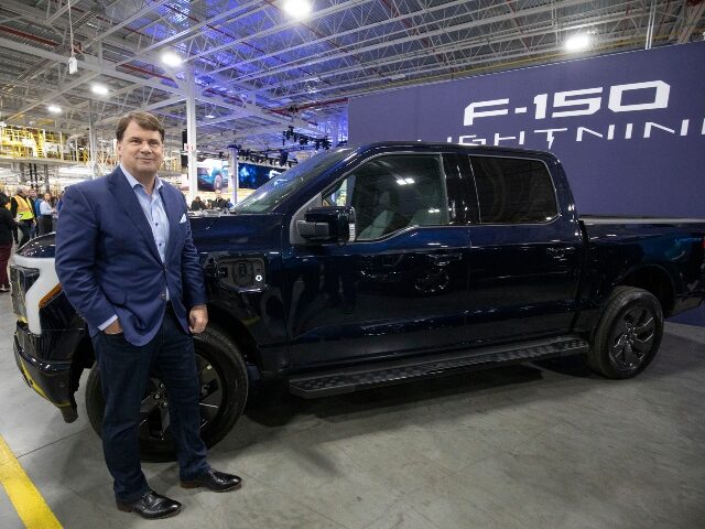 Ford CEO Jim Farley with an electric truck