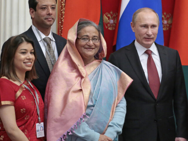 RUSSIA-BANGLADESH-DIPLOMACY-MILITARY-NUCLEAR-ENERGY Russia's President Vladimir Putin (3rd R) and Bangladesh's Prime Minister Sheikh