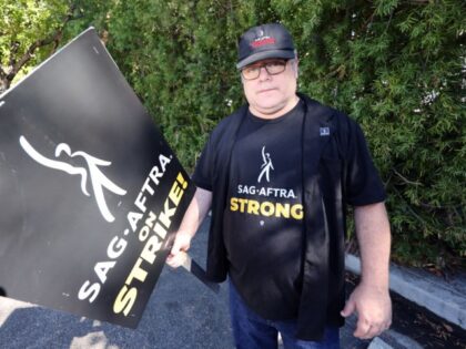 Sean Astin joins the picket line outside Warner Bros. Studios on October 03, 2023 in Burba