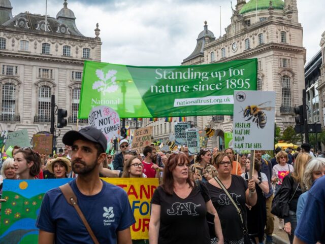 Restore Nature Now march, London, UK. 22 Jun 2024 London, UK, Jun 22 2024, Activists from the National Trust protest at the Restore Nature N