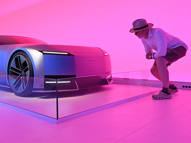GettyImages-2223942818 A member of the public looks at a Jaguar Type 00 design concept at the Goodwood Festival o