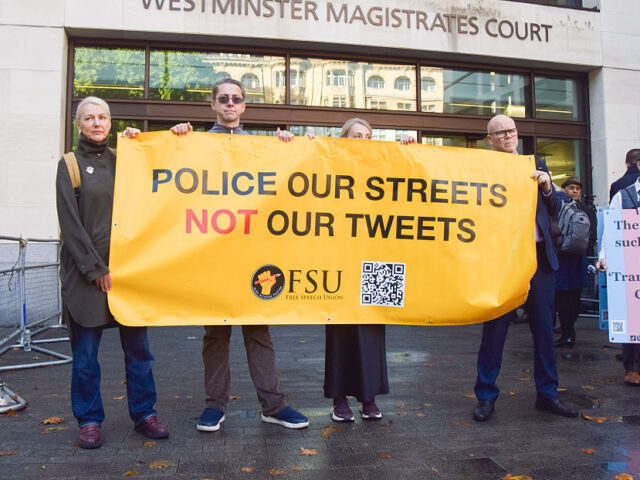 LONDON, UNITED KINGDOM - 2025/09/04: Members of the Free Speech Union hold a 'Police