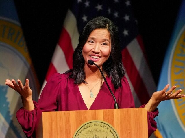 Boston, MA - October 28: Boston Mayor Michelle Wu delivers the first ever "State of t