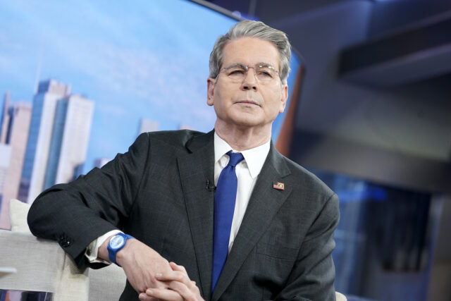 NEW YORK, NEW YORK - NOVEMBER 12: US Treasury Secretary Scott Bessent visits "FOX &am