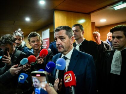 Mayor of Saint Etienne Gaël Perdriau addresses media as he leaves after attending the sum