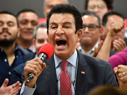 Salvador Nasralla, presidential candidate for the opposition Liberal Party, speaks during