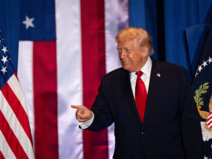 US President Donald Trump during an event on inflation at Mount Airy Casino Resort in Moun