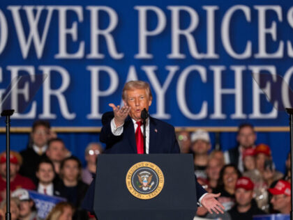 US President Donald Trump speaks on inflation at Mount Airy Casino Resort in Mount Pocono,