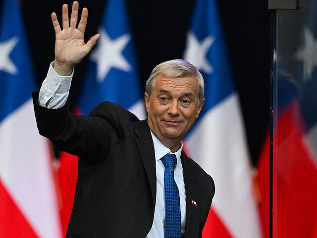 Chile's presidential candidate Jose Antonio Kast of the Republican Party waves to supporte