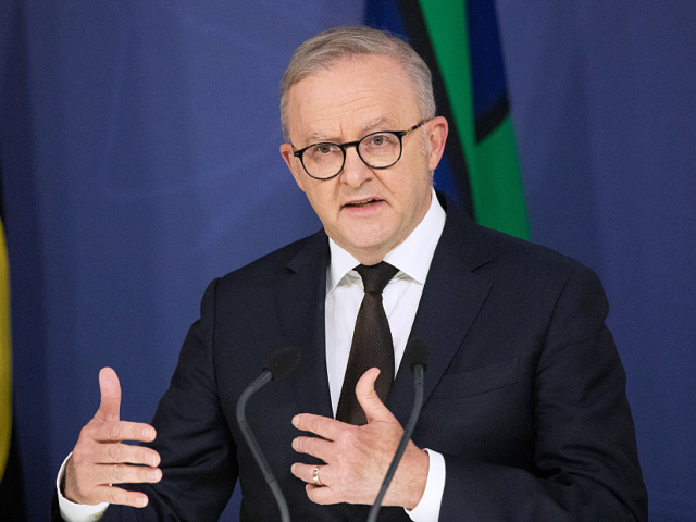 GettyImages-2251410158 Anthony Albanese, Australia's prime minister, during a news conference in Sydney, Australi