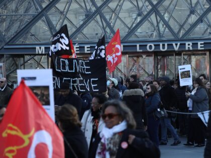 PARIS, FRANCE - DECEMBER 15: Museum staff stage a protest as workers voted to go on strike