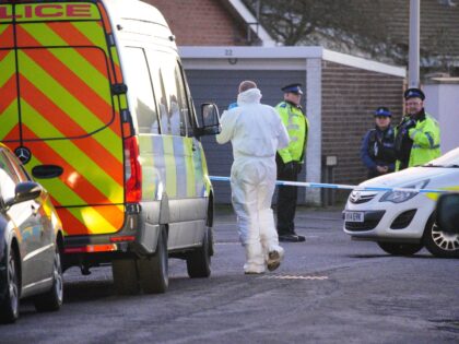 Police and foresnsics near the scene in Lime Close, in the Mead Vale area of Weston-super-