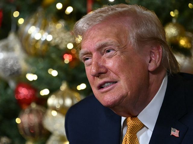 US President Donald Trump participates in NORAD Santa tracker phone calls, on Christmas Ev