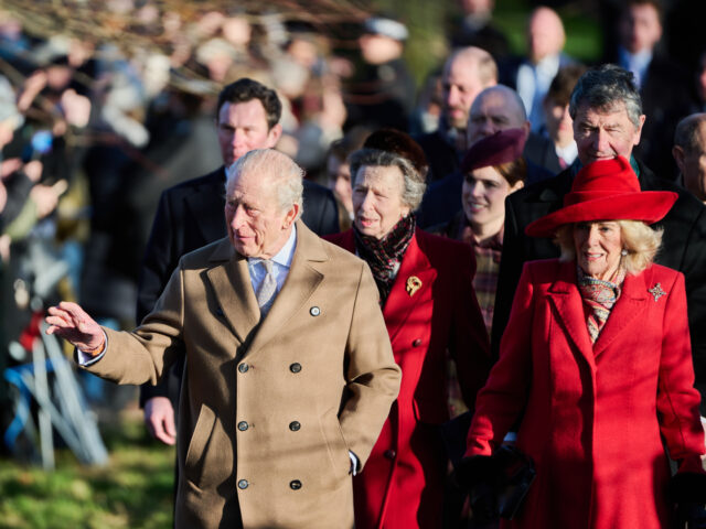 SANDRINGHAM, NORFOLK - DECEMBER 25: King Charles III, Princess Anne, Princess Royal, Princ