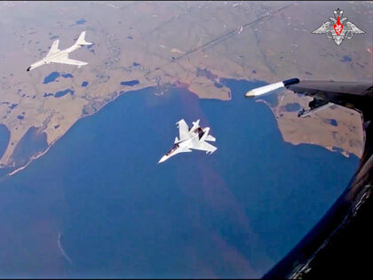 A screen grab taken from a video released by Russian Defense Ministry shows the aviation g