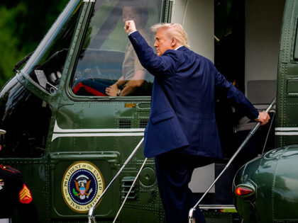 U.S. President Donald Trump boards Marine One on the South Lawn on May 1, 2025 in Washingt