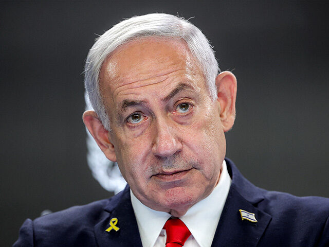 Israel's Prime Minister Benjamin Netanyahu gives a press conference at the Prime minister'