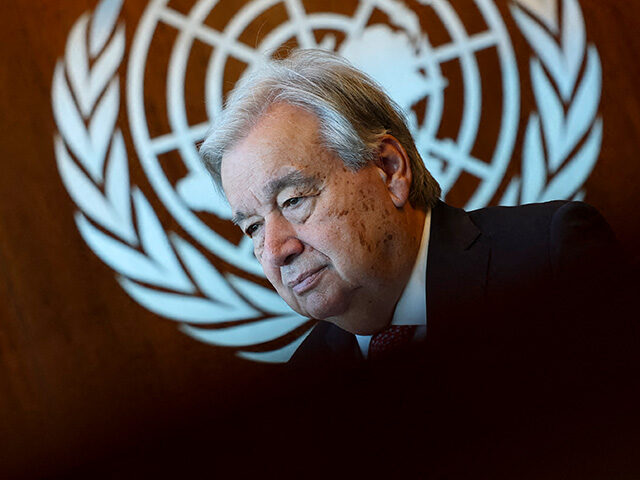 UN Secretary-General Antonio Guterres speaks during an AFP interview ahead of the 80th ses