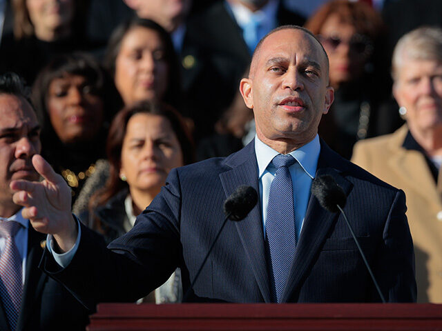 House Minority Leader Hakeem Jeffries (D-NY) and fellow Democratic leaders hold a media av