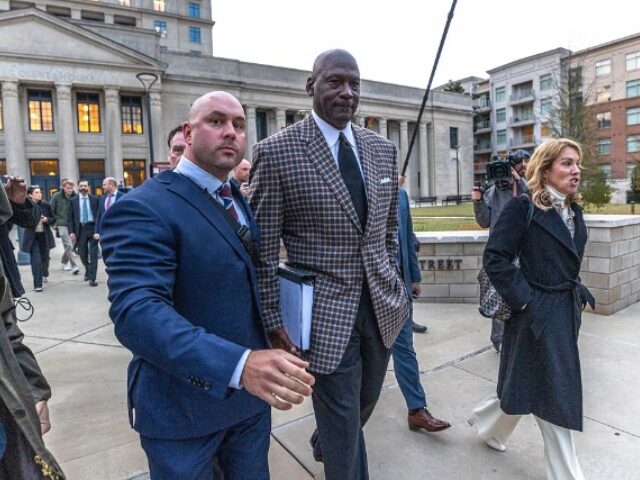 CHARLOTTE, NORTH CAROLINA - DECEMBER 1: Michael Jordan, co-owner of 23XI Racing, departs t