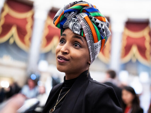 Rep. Ilhan Omar, D-Minn., is seen before President Donald Trump's address to a joint