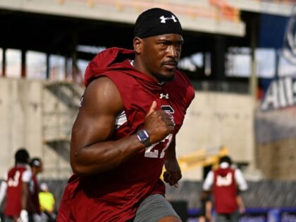 COLUMBIA, MISSOURI - SEPTEMBER 20: Oscar Adaway III #27 of the South Carolina Gamecocks wa