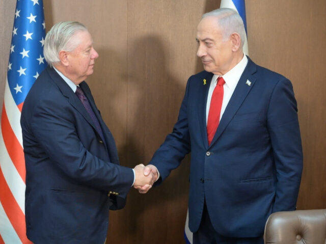 Lindsey Graham and Benjamin Netanhayu (----EDITORIAL USE ONLY - MANDATORY CREDIT - 'AMOS BEN GERSHOM / GPO / HANDOUT'