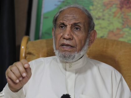 Senior Hamas leader Mahmoud al-Zahar speaks during an interview in Gaza City, Gaza on Augu