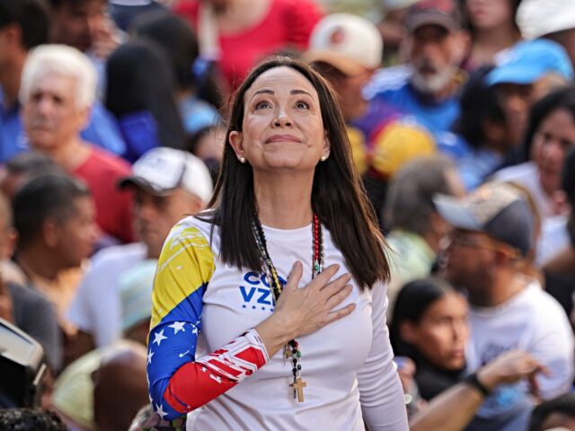 CARACAS, VENEZUELA - JANUARY 9: Opposition leader Maria Corina Machado gestures during an