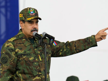 Venezuelan President Nicolas Maduro speaks during a government-organized civic-military ra