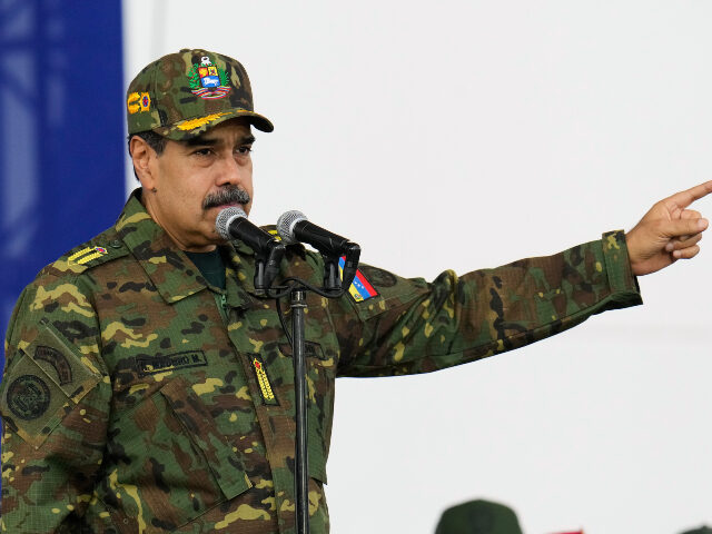 Venezuelan President Nicolas Maduro speaks during a government-organized civic-military ra