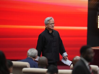 Nvidia's Jensen Huang wearing his Chinese suit