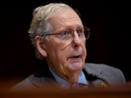 Sen. Mitch McConnell (R-KY) speaks during a Senate Appropriations Subcommittee hearing on