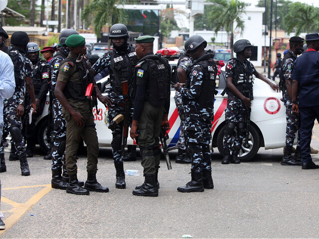 Security officers take position as the Take-It-Back Movement, along with other civil socie