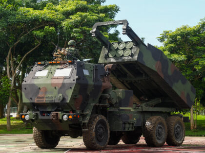 TAICHUNG, TAIWAN - JULY 12: Soldiers of the 58th Artillery Command mobilize the HIMARS mis